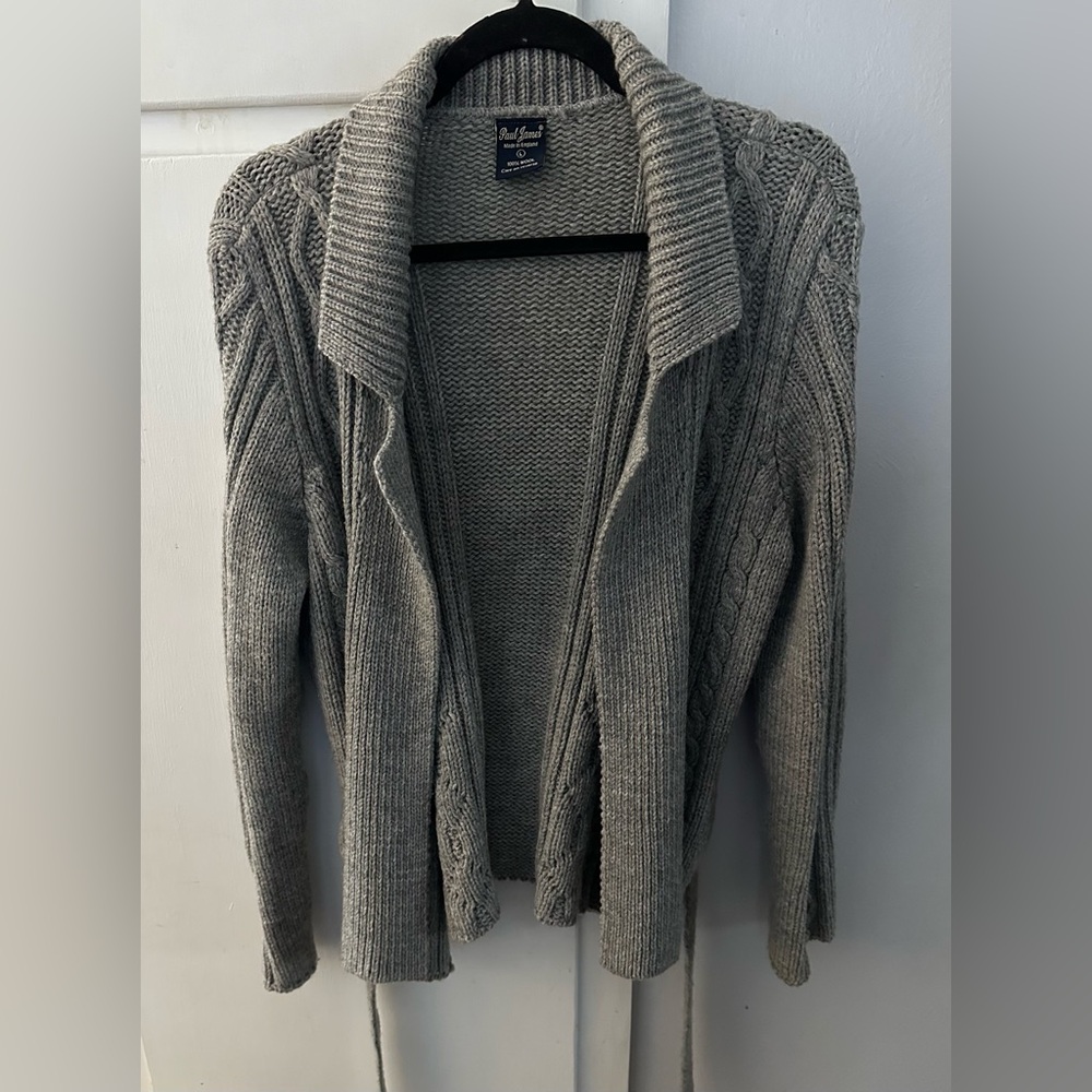 Paul James made in England 100% wool gray sweater women’s size L